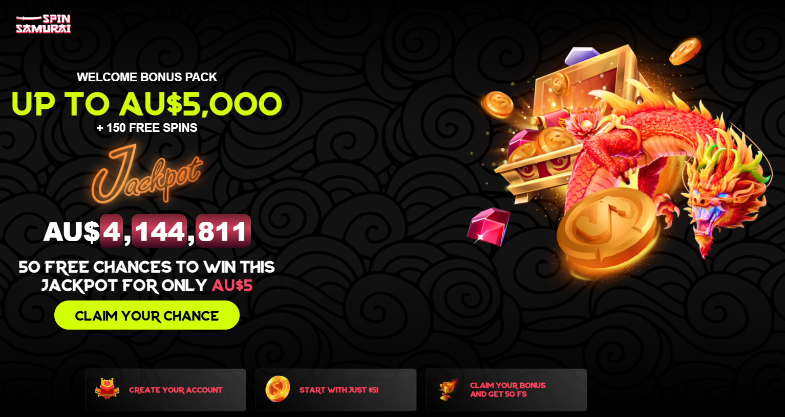 Spin Samurai Casino $5 dollar offer